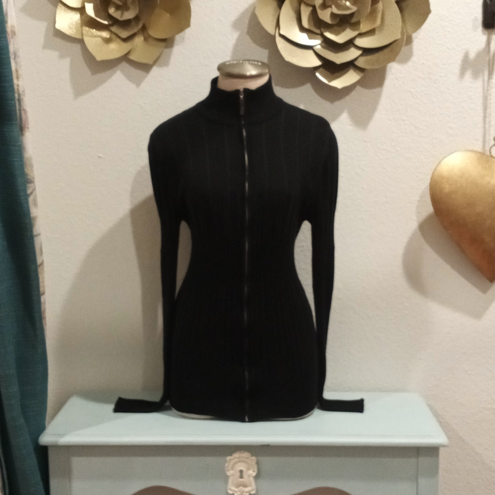 Versace Black Zip Up Cardigan Size M